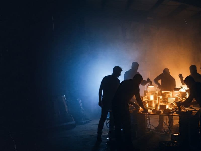 Staffing & recruitment — a team assembling around a glowing project