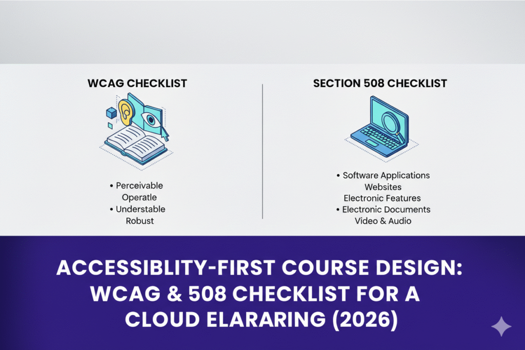 Accessibility-First Course Design: WCAG & 508 Checklist for Cloud eLearning (2026)