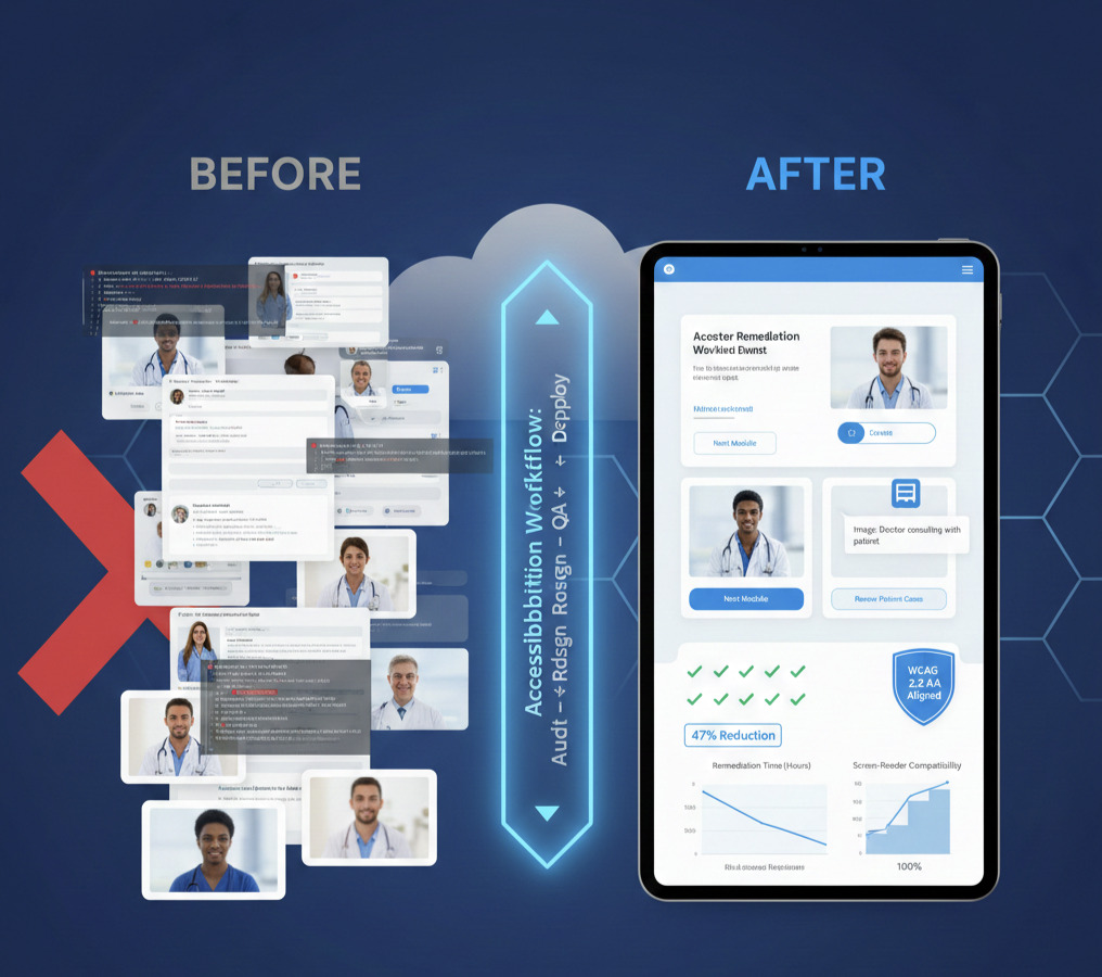 Nexority to remediate a 600-module legacy eLearning library that failed WCAG AA checks.